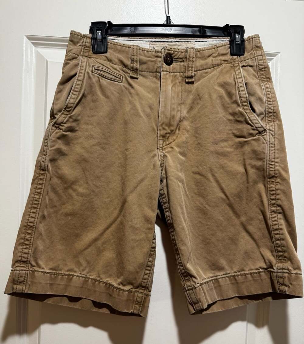 American Eagle Shorts Mens 28 Khaki Chino Longer Length Relaxed Daily Outdoor